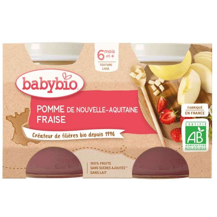 babybio-babybio-pomme-de-nouvelle-aquitaine-fraise-6-mois-repas-bebe.jpg BABYBIO POMME DE NOUVELLE AQUITAINE FRAISE 6 MOIS – Image 1