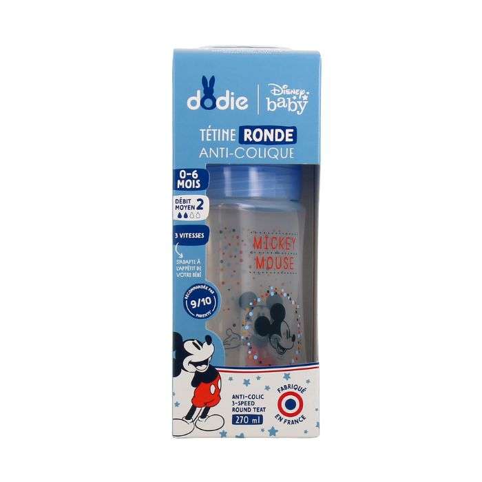 dodie-tetine-ronde-anti-colique-0-a-6-mois-270-ml-mickey-mouse.jpg DODIE TETINE RONDE ANTI COLIQUE 0 A 6 MOIS 270 ML MICKEY MOUSE – Image 1