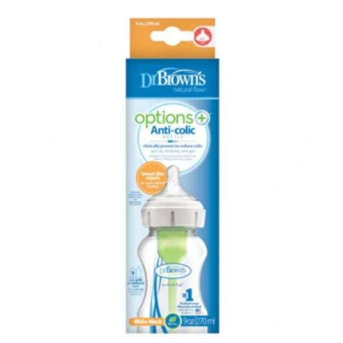 dr-browns-dr-browns-biberon-options-anti-colic-col-large-270ml-0-m-biberons-et-goupillons.jpg DR BROWN'S BIBERON OPTIONS+ ANTI COLIC COL LARGE 270ML 0 M+ – Image 1