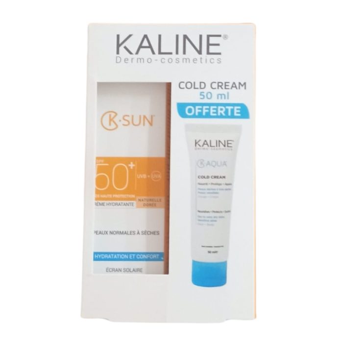 kaline-kaline-k-sun-creme-hydratante-doree-50-ml-et-cold-cream-k-aqua-50-ml-offerte-cremes.jpg KALINE K SUN CREME HYDRATANTE DOREE 50 ML ET COLD CREAM K AQUA 50 ML OFFERTE – Image 1