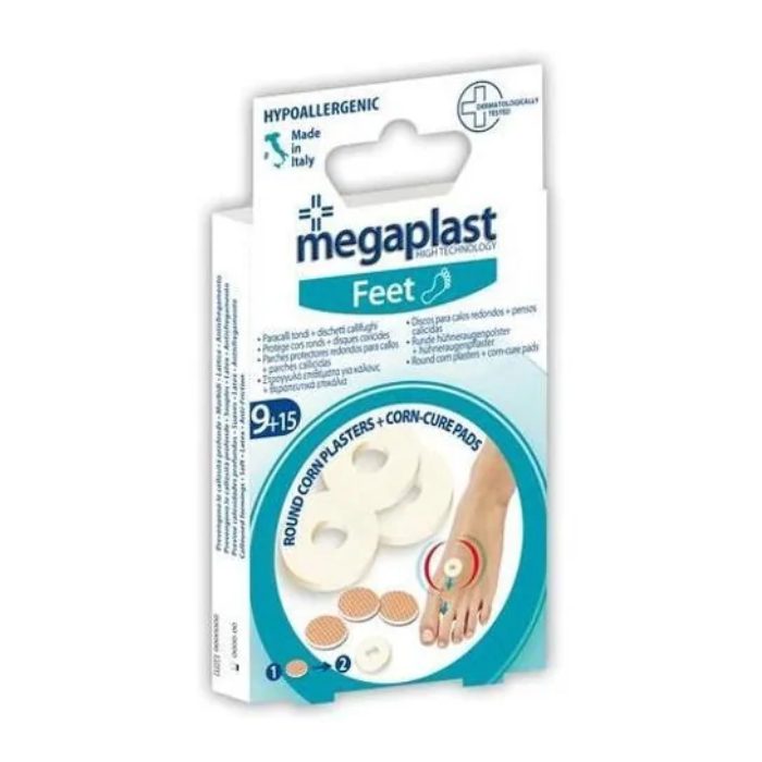 megaplast-megaplast-pansement-pour-cor-disques-coricides-boite-24-pansements-bandages-et-compresses.jpg MEGAPLAST PANSEMENT POUR COR + DISQUES CORICIDES BOÎTE 24 – Image 1