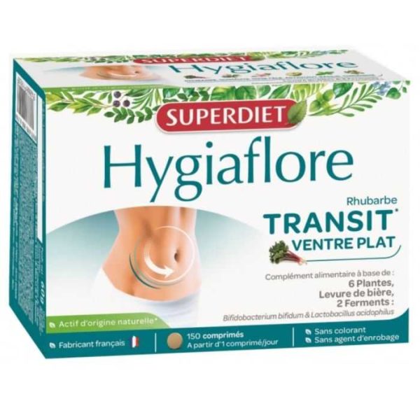 SUPERDIET HYGIAFLORE TRANSIT VENTRE PLAT 150 COMPRIMES