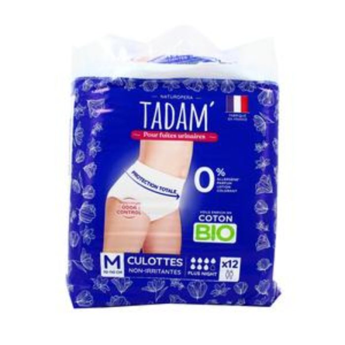 tadam-tadam-culottes-fuites-urinaires-coton-bio-plus-night-x-12-couches-adultes.jpg TADAM CULOTTES FUITES URINAIRES COTON BIO PLUS NIGHT X 12 – Image 1