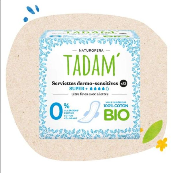 TADAM SERVIETTES DERMO-SENSITIVES SUPER FINES ULTRA FINES *12
