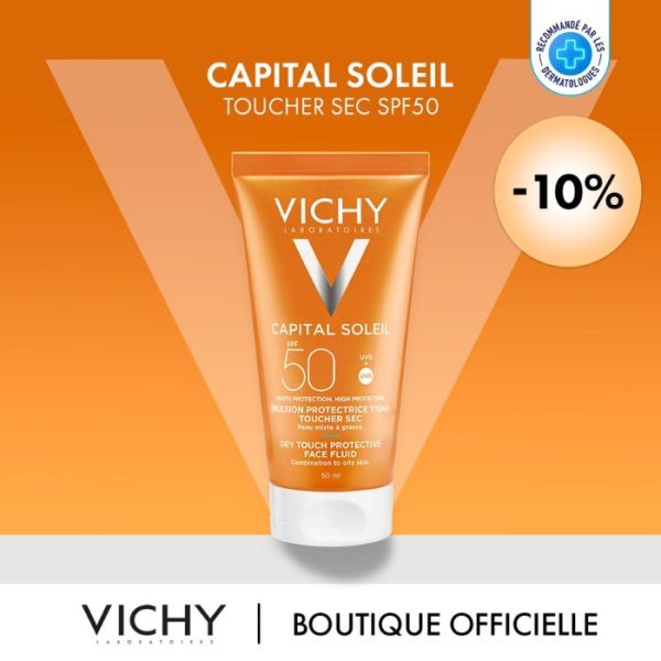 VICHY CAPITAL SOLEIL EMULSION PROTECTRICE ANTI BRILLANCE PEAU MIXTE A GRASSE 50 ML SPF 50
