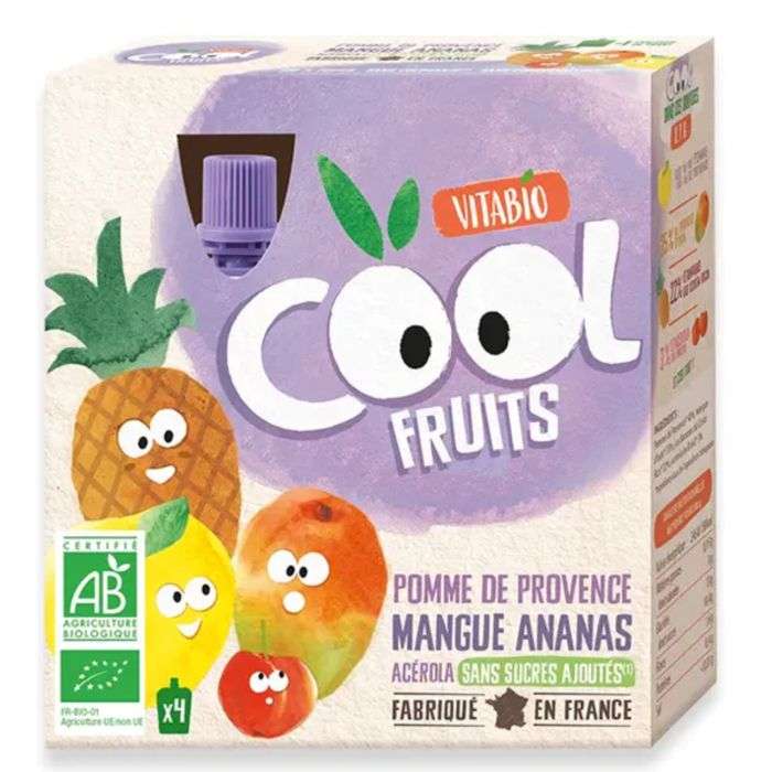 vitabio-vitabio-cool-fruits-pomme-mangue-ananas-acerola-boite-de-4-repas.jpg VITABIO COOL FRUITS POMME MANGUE ANANAS ACEROLA Boite de 4 – Image 1