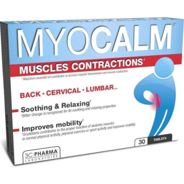 3C PHARMA MYOCALM MUSCLES CONTRACTIONS 30 TABLETS