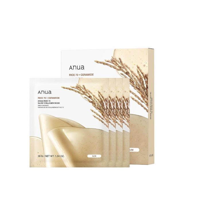 anua-anua-rice-70-glow-collagen-mask-pack-de-4-soins-eclaircissants-et-anti-pigments.jpg ANUA RICE 70 GLOW COLLAGEN MASK PACK DE 4 – Image 1