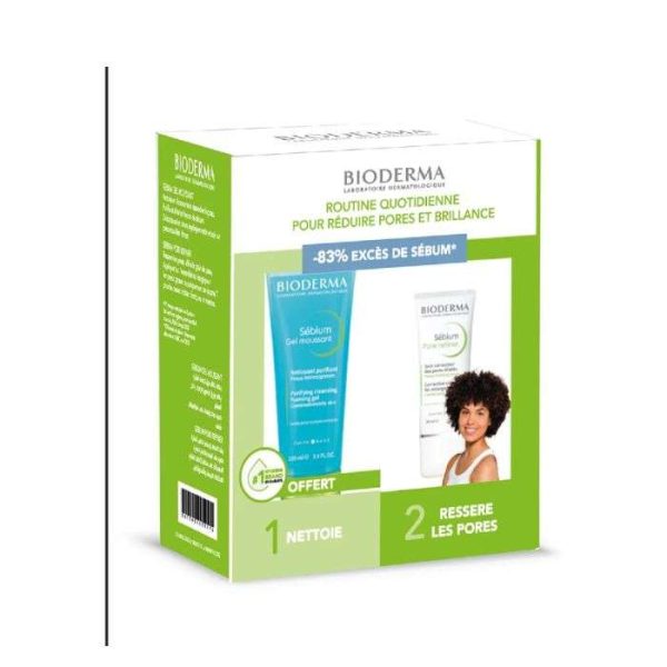 BIODERMA OFFRE SEBIUM PORE REFINER SOIN CORRECTEUR DES PORES DILATES 30 ML + SEBIUM GEL MOUSSANT 100ML OFFERT