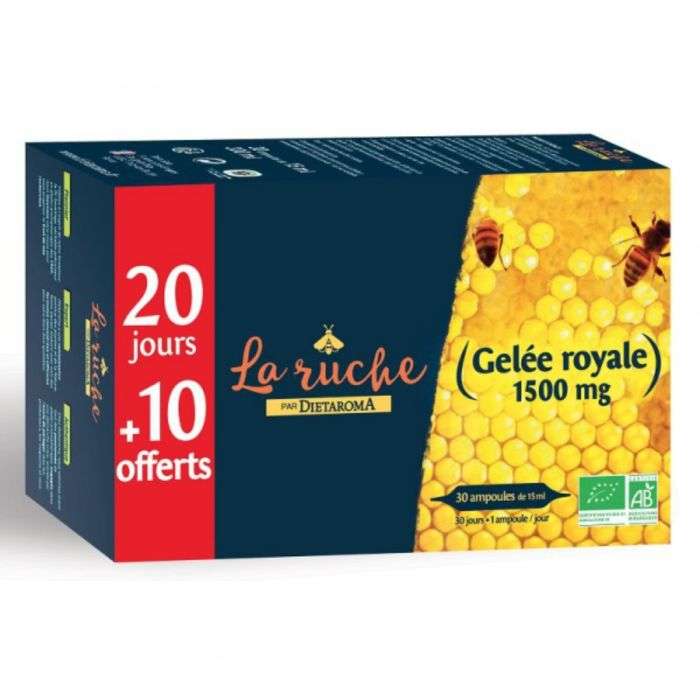 dietaroma-dietaroma-la-ruche-gelee-royale-bio-1500-mg-30-ampoules-vitamine-et-forme.jpg DIETAROMA LA RUCHE GELEE ROYALE BIO 1500 MG 30 AMPOULES – Image 1