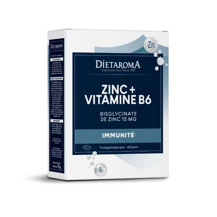 dietaroma-zinc-vitamine-b6-60-comprimes.jpg DIETAROMA ZINC + VITAMINE B6 60 COMPRIMES – Image 1