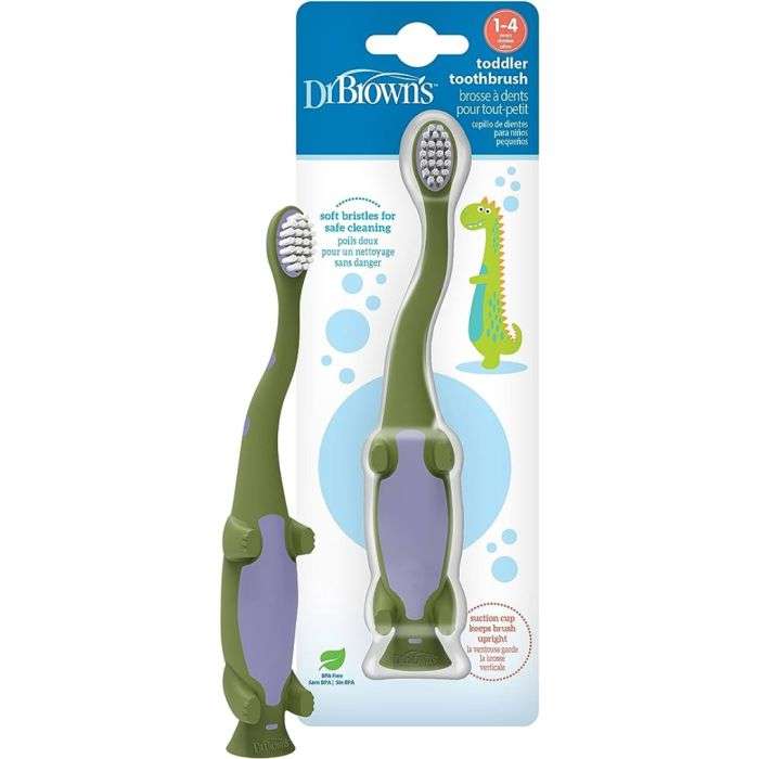 dr-browns-brosse-a-dents-bebe-1-4-ans-dinosaure-vert.jpg DR BROWNS BROSSE A DENTS BEBE 1-4 ANS DINOSAURE VERT – Image 1