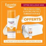 EUCERIN OFFRE WEB SUN FLUIDE PIGMENT CONTROL 50 ML SPF 50 + FORMAT VOYAGE ET TROUSSE OFFERTS