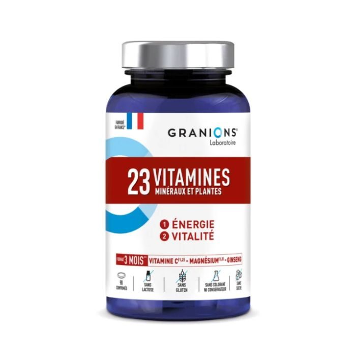 granions-granions-23-vitamines-mineraux-et-plantes-90-comprimes-vitamines-et-formes.jpg GRANIONS 23 VITAMINES MINERAUX ET PLANTES 90 COMPRIMES – Image 1