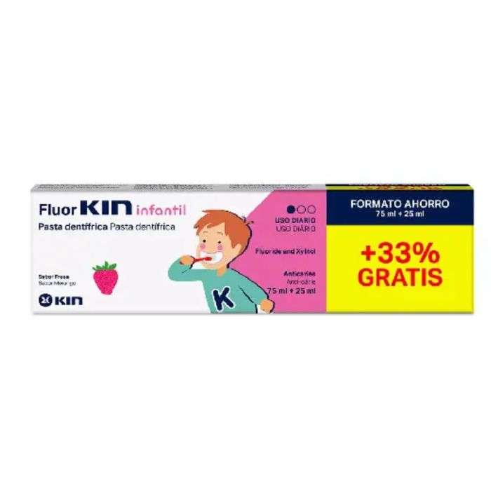 kin-kin-dentifrice-fluor-enfant-fraise-75ml-25-ml-dentifrices-enfants.jpg KIN DENTIFRICE FLUOR ENFANT FRAISE 75ML+25 ML – Image 1