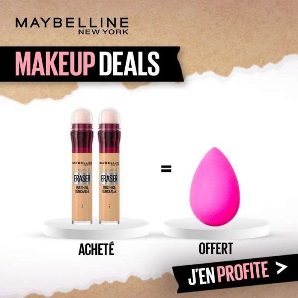 MAYBELLINE OFFRE 2 CONCEALER ERASER 07 SAND + BLENDER OFFERT