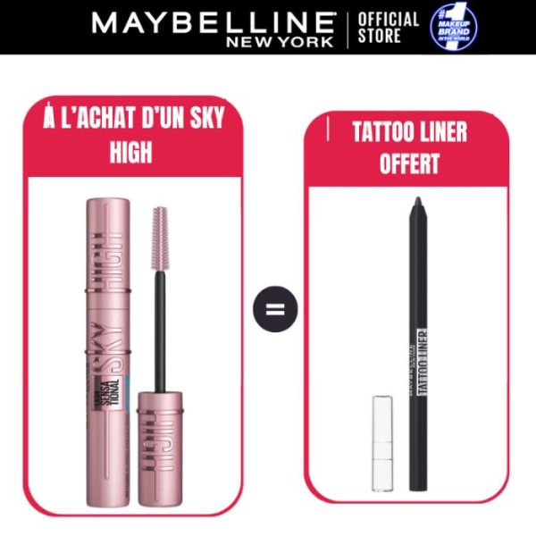 MAYBELLINE OFFRE SPECIAL LASH SENSATIONAL SKY HIGH MASCARA + TATOO LINER CRAYON GEL OFFERT