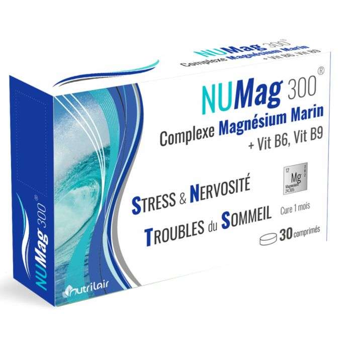 nutrimax-nutrimax-numag-300-complexe-magnesium-marin-vit-b6-vit-b9-sommeil-detente.jpg NUTRIMAX NUMag 300 COMPLEXE MAGNESIUM MARIN + VIT B6 , vit B9 – Image 1