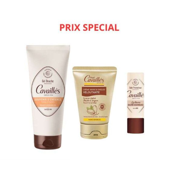 ROGE CAVAILLES PACK GEL DOUCHE SOUVENIR D'ENFANCE 200ML + CREME MAINS VELOUTANTE 50ML + BAUME LEVRES GOURMAND