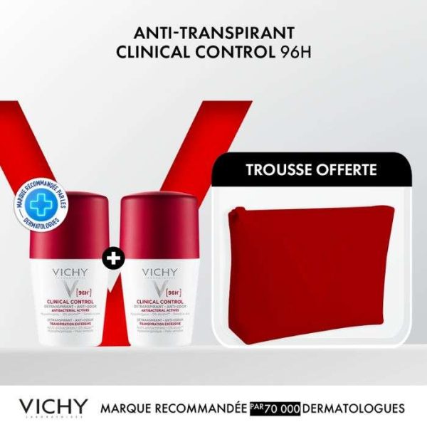 VICHY OFFRE 2 DEODORANTS CLINICAL CONTROL 96H + TROUSSE OFFERTE